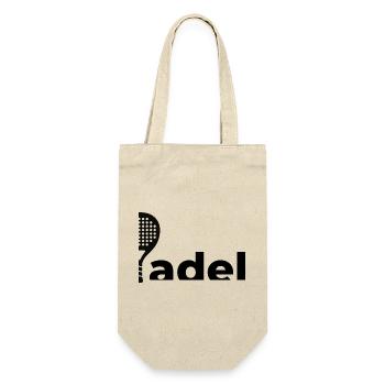 Padel Logo | Minimalistisches Schläger Design - Geschenkbeutel für Flaschen - Natur - Vorne