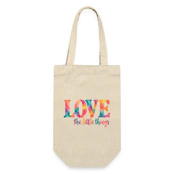 Love the little things – Bunter Aquarell-Spruch - Geschenkbeutel für Flaschen - Natur - Vorne