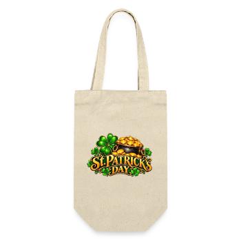 St Patrick's Tag Goldtopf Kleeblatt - Geschenkbeutel für Flaschen - Natur - Vorne
