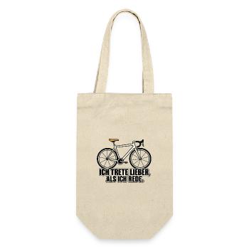 Ich trete lieber, als ich rede – Fahrrad - Geschenkbeutel für Flaschen - Natur - Vorne