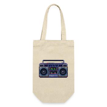 Pixel-Art Ghetto Blaster - Geschenkbeutel für Flaschen - Natur - Vorne