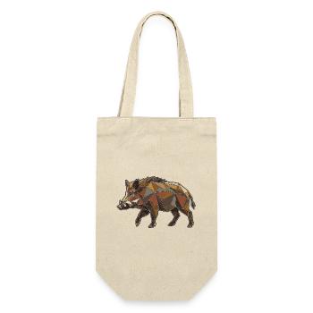 Poly Stil Wildschwein - Geschenkbeutel für Flaschen - Natur - Vorne