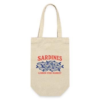 Vintage Lissabonner Fischmarkt Sardinen Portugal - Geschenkbeutel für Flaschen - Natur - Vorne