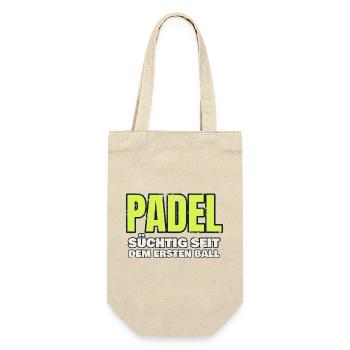 Padel - süchtig seit dem ersten Ball - Vintage - Geschenkbeutel für Flaschen - Natur - Vorne