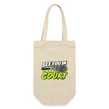 Lustiges Tennis Wir sehen uns auf dem Feld Spieler-Liebhaberkunst - Geschenkbeutel für Flaschen - Natur - Vorne