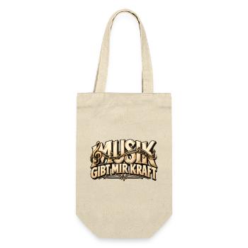 Musik Kraft  Geschenk für Musiker & Musikliebhaber - Geschenkbeutel für Flaschen - Natur - Vorne