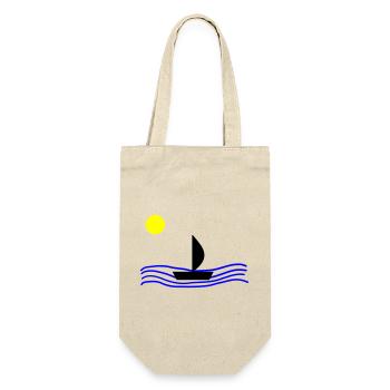 Mit dem Boot auf dem Meer - Geschenkbeutel für Flaschen - Natur - Vorne