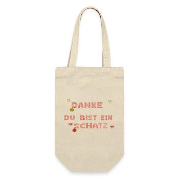 du bist ein Schatz - Geschenkbeutel für Flaschen - Natur - Vorne