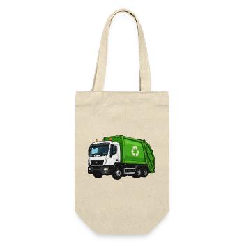 Grüner Müllwagen Recycling - Geschenkbeutel für Flaschen - Natur - Vorne