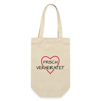 Frisch verheiratet Herz Hochzeit Hochzeitsreise - Geschenkbeutel für Flaschen - Natur - Vorne
