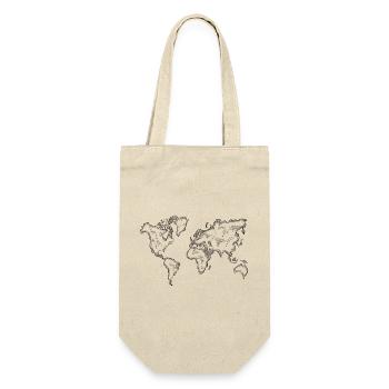 World Map – Hand Drawn Travel Sketch - Gift Bag for Bottles - nature - Front
