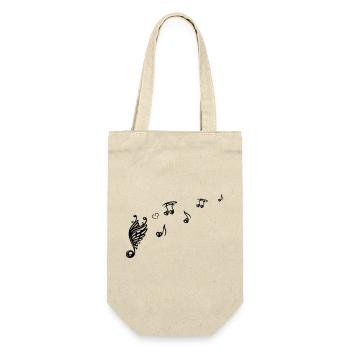 Große Musiknote mit Flügeln und Herz. - Geschenkbeutel für Flaschen - Natur - Vorne