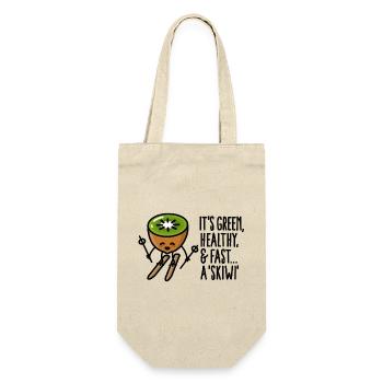 It's green healthy and fast skiwi Skifahren Kiwi - Geschenkbeutel für Flaschen - Natur - Vorne