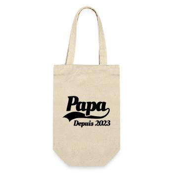 Papa depuis 2023 fête des pères enceinte naissance - Sac à bouteille - nature - Devant