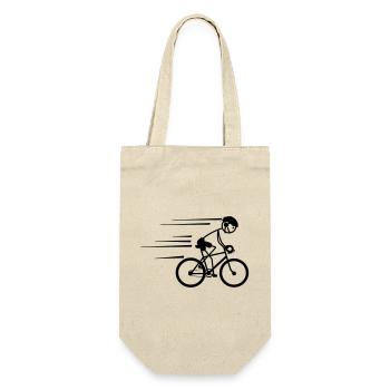 Radfahrer Stickman fährt hart mit Helm auf - Geschenkbeutel für Flaschen - Natur - Vorne