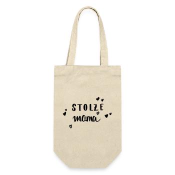 stolze Mama - Geschenkbeutel für Flaschen - Natur - Vorne