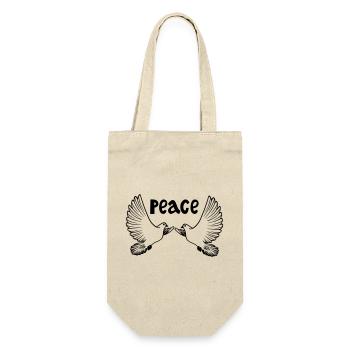 Deux colombes blanches de la paix colorées anglais PEACE - Sac à bouteille - nature - Devant