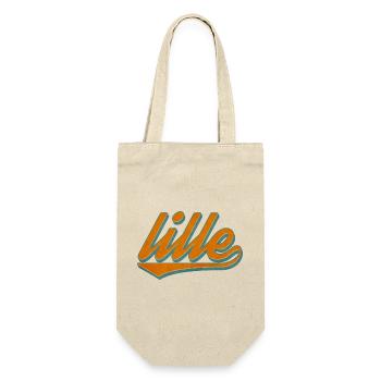 Retro Lille Frankreich - Geschenkbeutel für Flaschen - Natur - Vorne