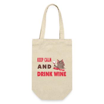 Ruhe bewahren und Wein trinken - Geschenkbeutel für Flaschen - Natur - Vorne