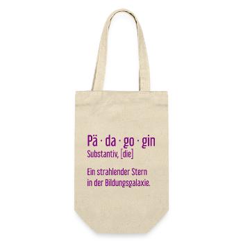 Pädagogin Pädagoginnen Schule Lehrerin Unterricht - Geschenkbeutel für Flaschen - Natur - Vorne