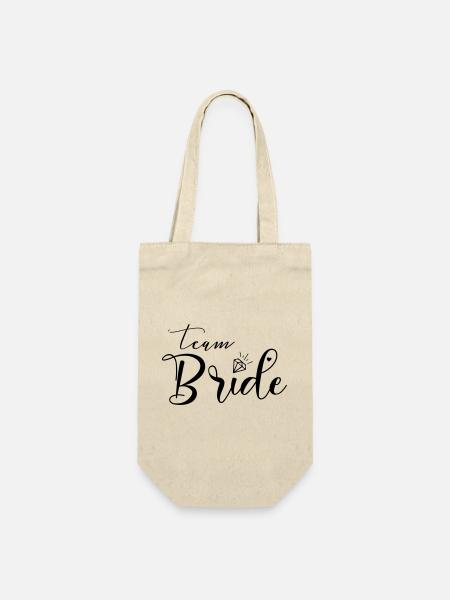Team Bride-Herz-Diamant, personalisierbar - Geschenkbeutel für Flaschen - Natur