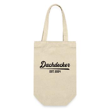 Dachdecker seit 2024 Ausbildung Lehrling Handwerk - Geschenkbeutel für Flaschen - Natur - Vorne