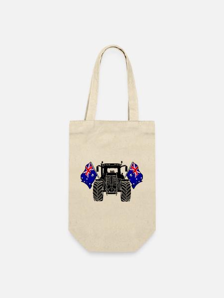 Traktor zwei Flaggen Australien - Geschenkbeutel für Flaschen - Natur