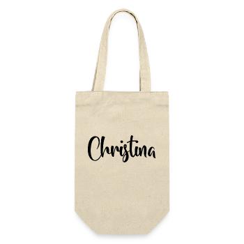 Name - Christina - Geschenkbeutel für Flaschen - Natur - Vorne
