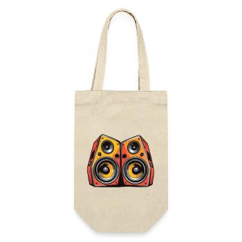 Musik Boxen Bass - Geschenkbeutel für Flaschen - Natur - Vorne