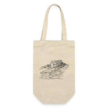 Rudermannschaft Line Art - Geschenkbeutel für Flaschen - Natur - Vorne