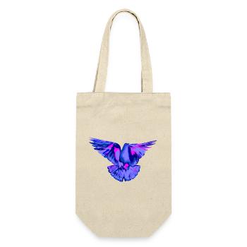 Taube blau - Geschenkbeutel für Flaschen - Natur - Vorne