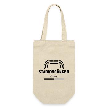 Graz Stadiongänger – Geschenk Fußball Fan - Geschenkbeutel für Flaschen - Natur - Vorne