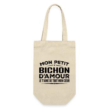Gift bichon d'amour I love you with all my heart - Gift Bag for Bottles - nature - Front