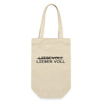 Bier Wein Party Fun - Lieber voll als liebevoll - Geschenkbeutel für Flaschen - Natur - Vorne