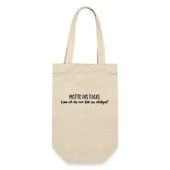 Motto "Kann ich das vom Bett aus erledigen?" - Geschenkbeutel für Flaschen - Natur - Vorne