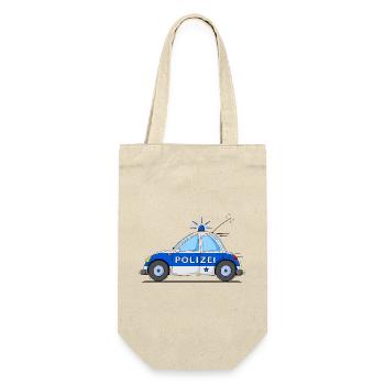 Polizeiauto Blau - Geschenkbeutel für Flaschen - Natur - Vorne