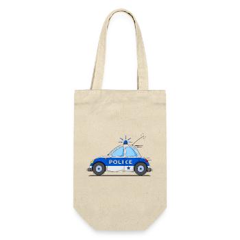 Polizeiauto Police Blau - Geschenkbeutel für Flaschen - Natur - Vorne
