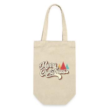 Retro Merry Christmas Rainbow Script - Gift Bag for Bottles - nature - Front