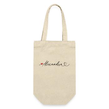 Alexandra Name Vorname Kalligrafieherz - Geschenkbeutel für Flaschen - Natur - Vorne