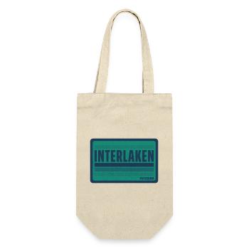Interlaken Retro Abzeichen - Geschenkbeutel für Flaschen - Natur - Vorne