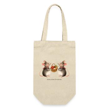 Süße Niedliche Mäuse – Have a Kind Christmas - Geschenkbeutel für Flaschen - Natur - Vorne