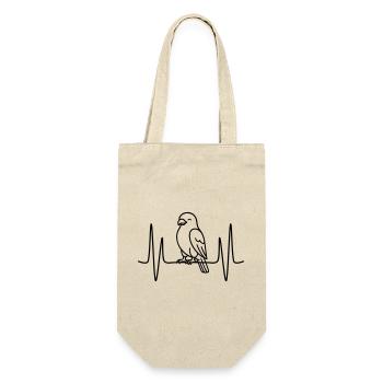 Falke Herzschlag Linienmotiv - Geschenkbeutel für Flaschen - Natur - Vorne