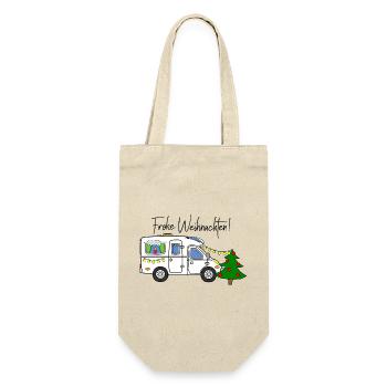 Frohe Weihnachten für Wohnmobil-Camper  - Geschenkbeutel für Flaschen - Natur - Vorne