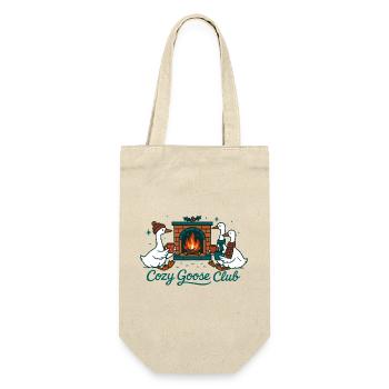 Gemütlicher Gänseclub Weihnachtsspaß Design - Geschenkbeutel für Flaschen - Natur - Vorne