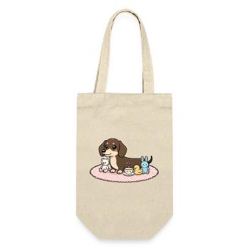 Dachshund with cuddly toys - Gift Bag for Bottles - nature - Front