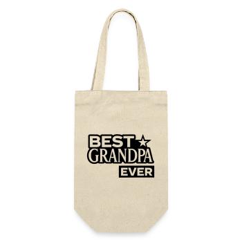 Best Grandpa Ever mit Stern - Bester Opa  - Geschenkbeutel für Flaschen - Natur - Vorne
