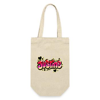 Justine Graffiti Name Printable Bubbles Hearts - Gift Bag for Bottles - nature - Front