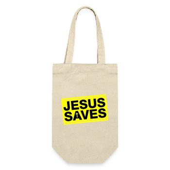 Jesus Rettet Spruch Christlich - Geschenkbeutel für Flaschen - Natur - Vorne