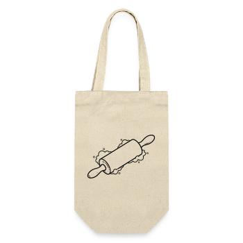 Nudelholz Backrolle Mehl Outline - Geschenkbeutel für Flaschen - Natur - Vorne