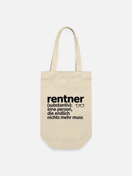 Rentner Brille Spruch - Geschenkbeutel für Flaschen - Natur
